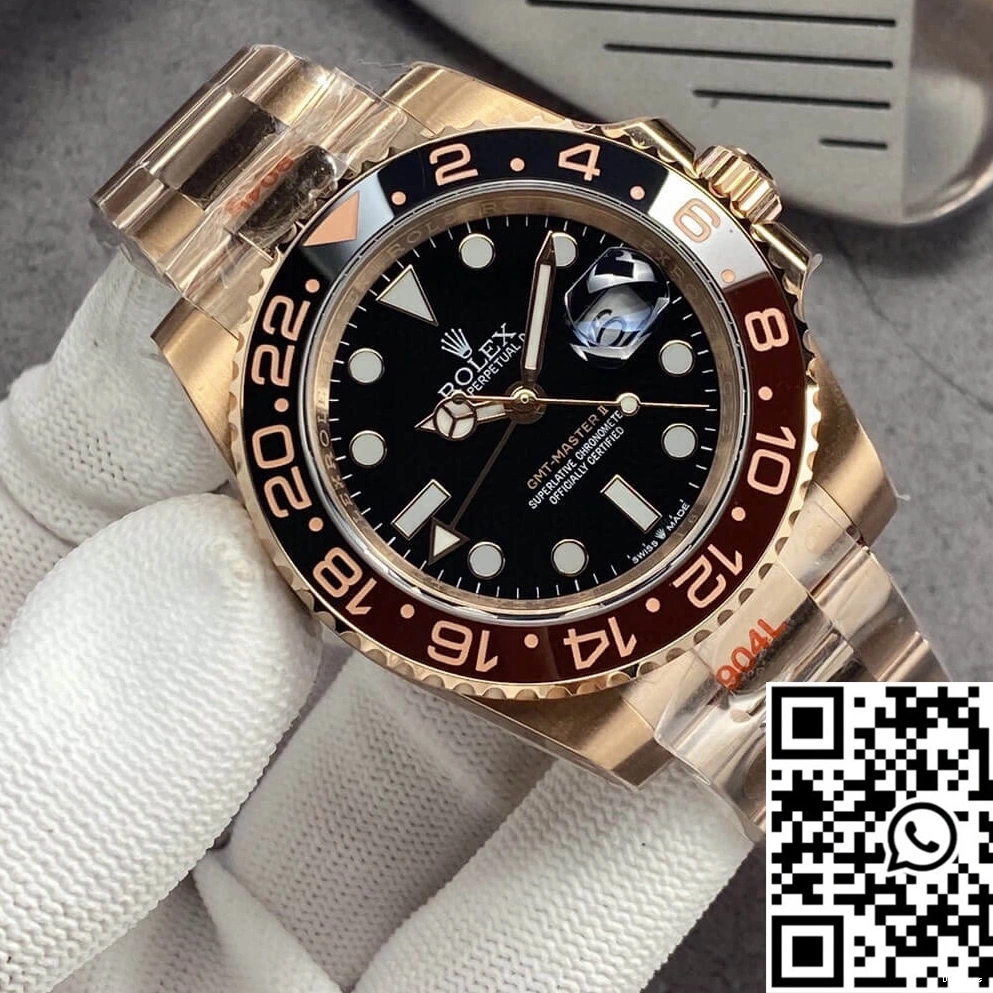 Rose GM 126715CHNR-0001 Master GMT Factory II Gold Dial Rolex Black 0906
